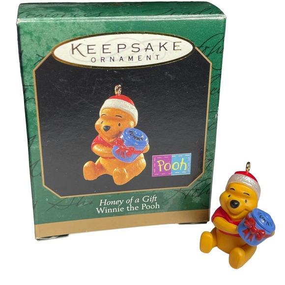 Miniature Hallmark Keepsake Ornament Disney Winnie the‎ Pooh Honey of a Gift - Picture 1 of 7